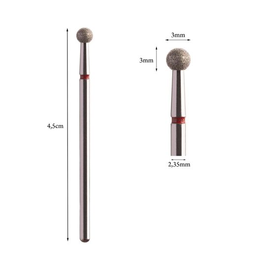Fresa diamante BOLA 3mm ROJA/AZUL